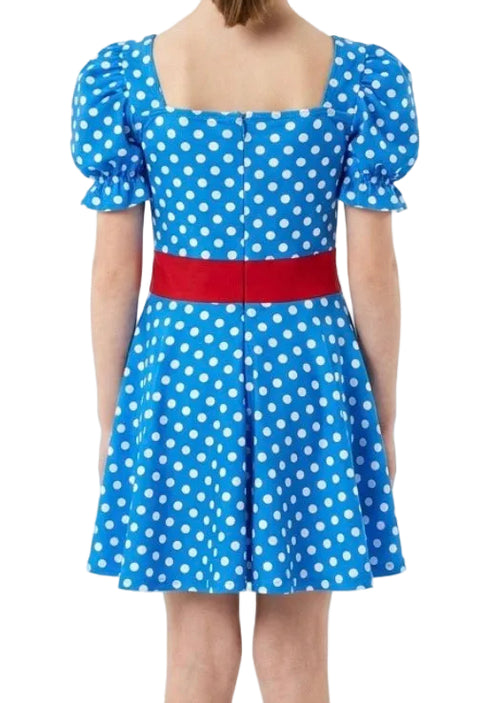 Blue and White Polka Dot Dress - CamelDance