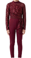 Burgundy Sparkly Pant Suit - Weissman - NEW
