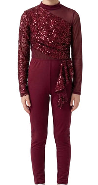 Burgundy Sparkly Pant Suit - Weissman - NEW
