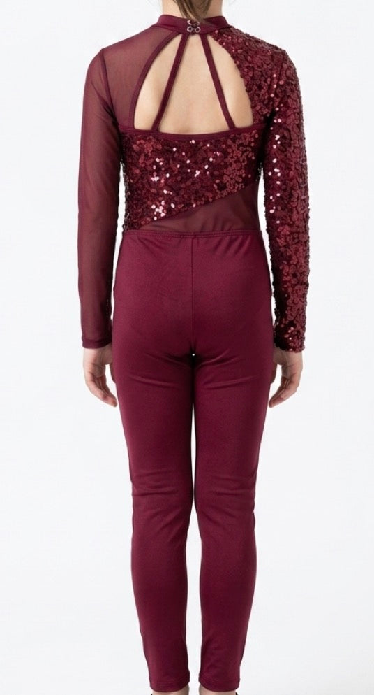 Burgundy Sparkly Pant Suit - Weissman - NEW