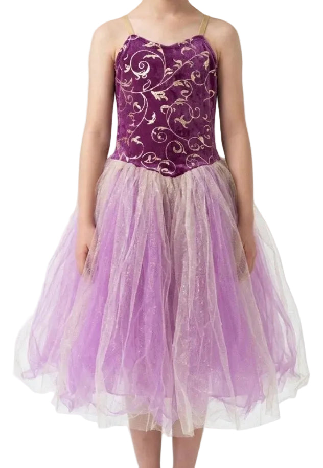 Pink Ballet Dress with Gold Flowers - Victoria Dancewear