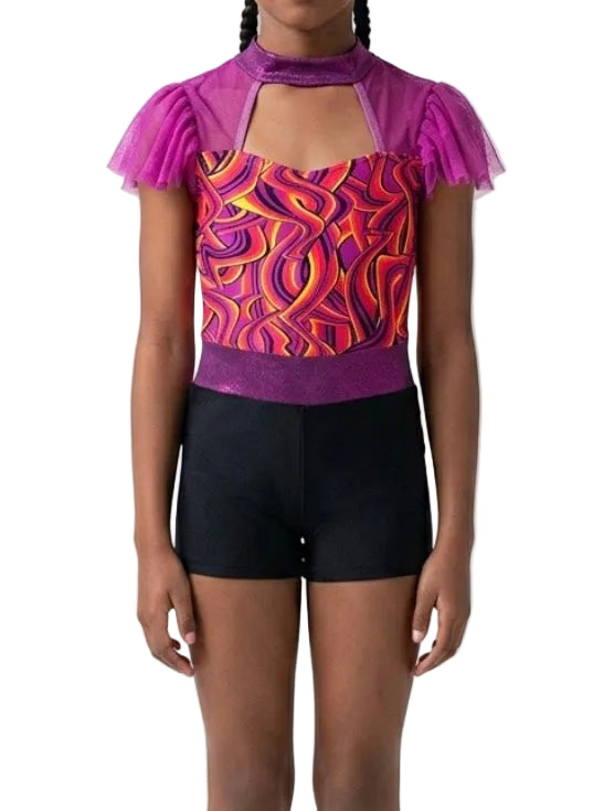 Swirly Pink Jazz Biketard - CamelDance
