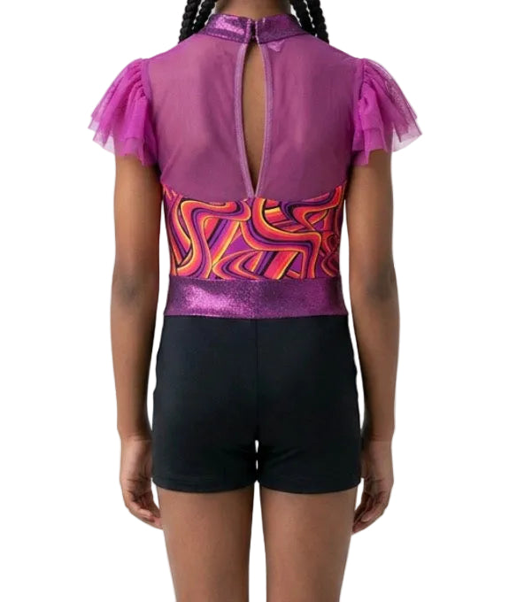 Swirly Pink Jazz Biketard - CamelDance