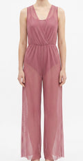 Cowl Drape Power Mesh Jumpsuit - Balera