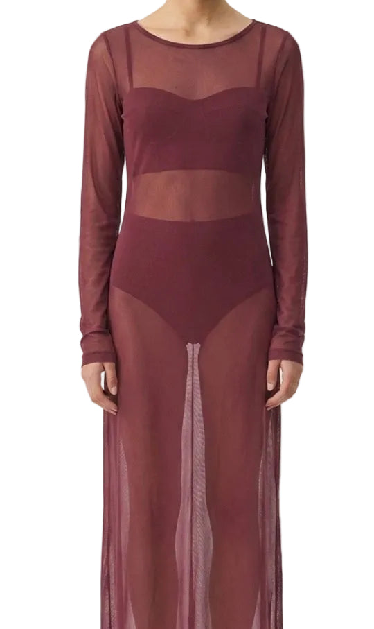 Mesh Long Sleeve Dress with Arm Side Slits - Weissman