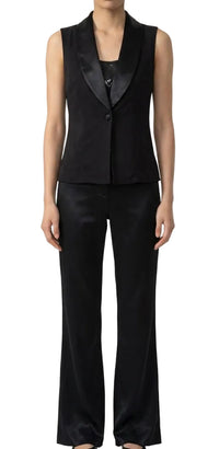 Black Pant Suit with Sequence top Weissman and Vest