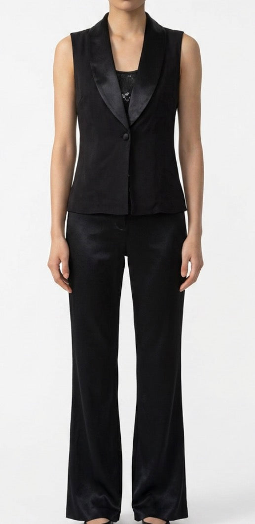 Black Pant Suit with Sequence top Weissman and Vest