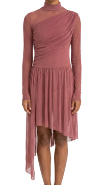 Mock Neck Asymmentrical Dress - Weissman