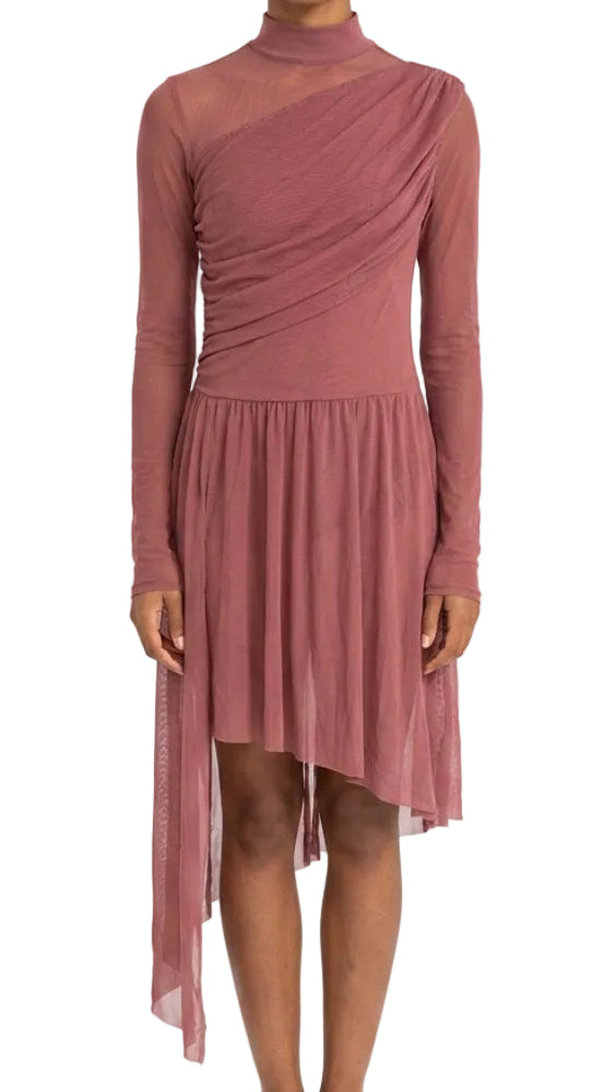 Mock Neck Asymmentrical Dress - Weissman