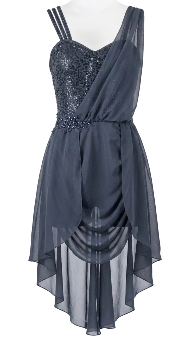 Drape Overlay Back Panel Dance Dress - Weissman