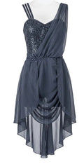 Drape Overlay Back Panel Dance Dress - Weissman