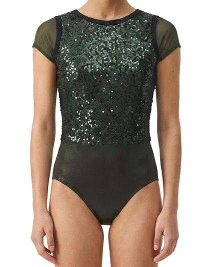 Army Green Sequence Leotard - Weissman