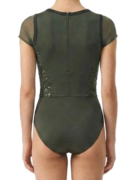 Army Green Sequence Leotard - Weissman