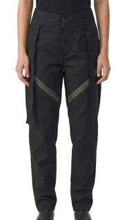 Black Hip Hop Pants with Army Green Detail - Weissman