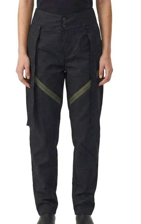 Black Hip Hop Pants with Army Green Detail - Weissman