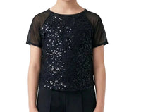 Black Sequenced Cropped Shirt - Weissman