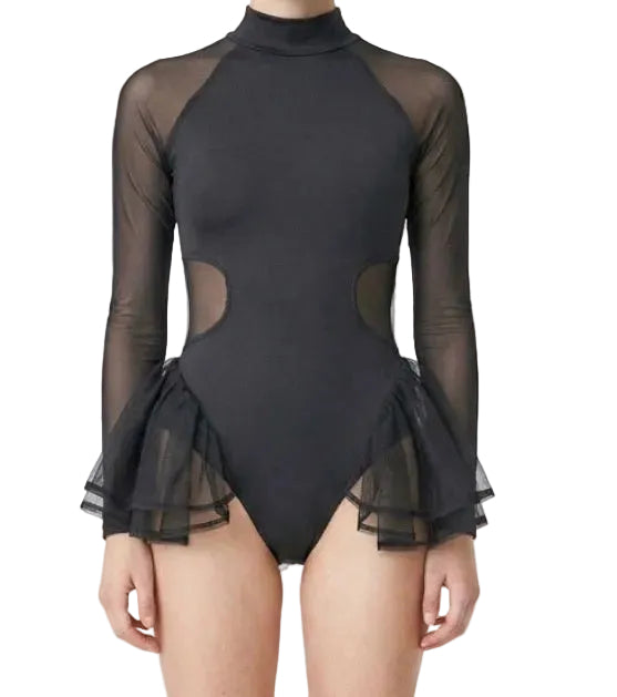 Leotard with Mesh Cut Outs and Half Skirt - Balera