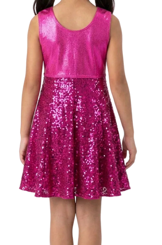 Pink Sparkly Sequin dress with Removable Broach - Showtime Creation