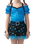 Blue Dress with Black Skirt and Polka Dots - Weissman