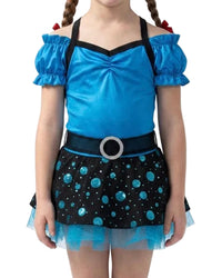 Blue Dress with Black Skirt and Polka Dots - Weissman