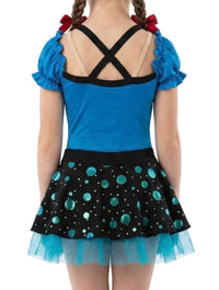 Blue Dress with Black Skirt and Polka Dots - Weissman