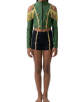 Two Piece Army Green set with Gold Accents - Costume Gallery