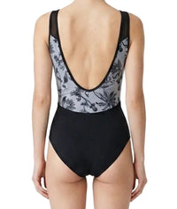 Black and Grey Floral Leotard - Mirella