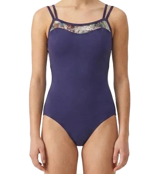 Purple Leotard with Mesh Floral - Mondor