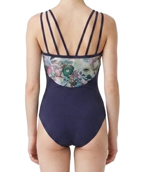 Purple Leotard with Mesh Floral - Mondor
