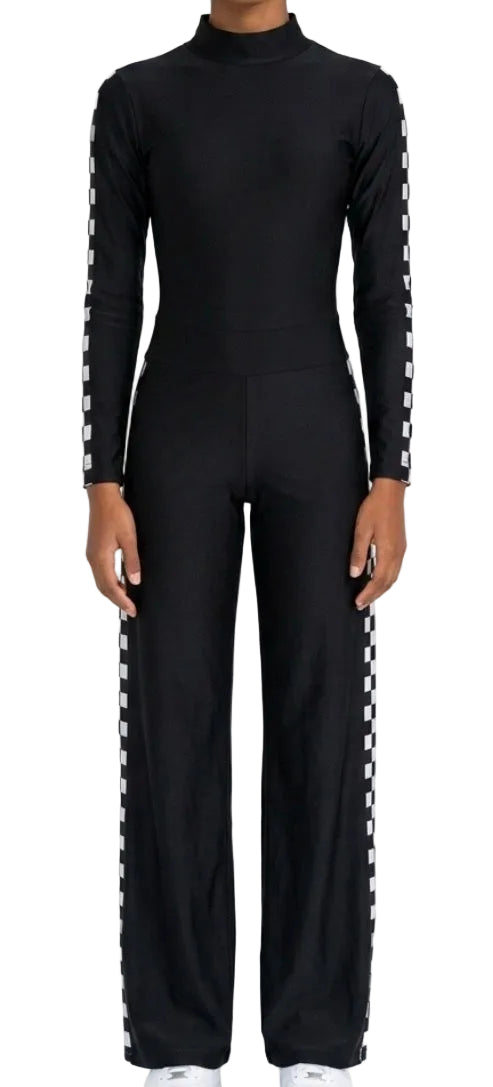 Checkered and Black Pant Suit
