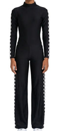 Checkered and Black Pant Suit