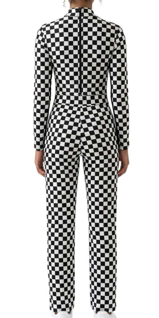 Checkered and Black Pant Suit