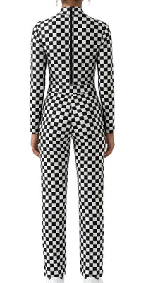 Checkered and Black Pant Suit