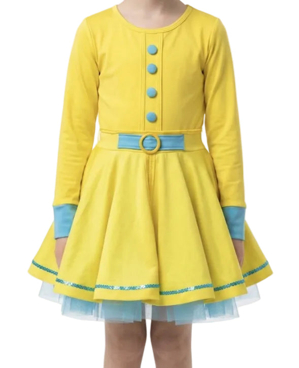 Yellow Dress with Blue Accents - Stage Boutique