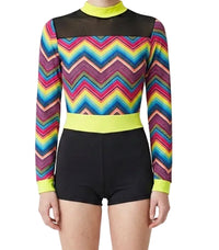 Chevron Rainbow Biketard - Stage Boutique