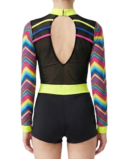Chevron Rainbow Biketard - Stage Boutique