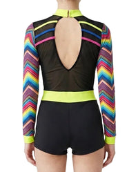 Chevron Rainbow Biketard - Stage Boutique