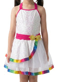 White with Pink and Rainbow Edging Dress - Revolution