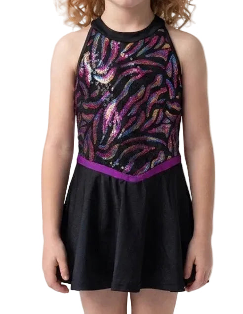 Black and Purple and Sequence Dress - Revolution