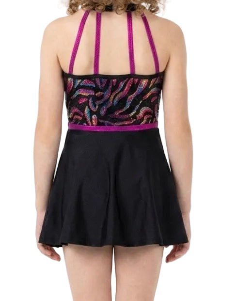 Black and Purple and Sequence Dress - Revolution