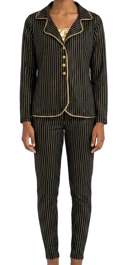 Black and Gold Pinstripe Suit - Jazzmatazz