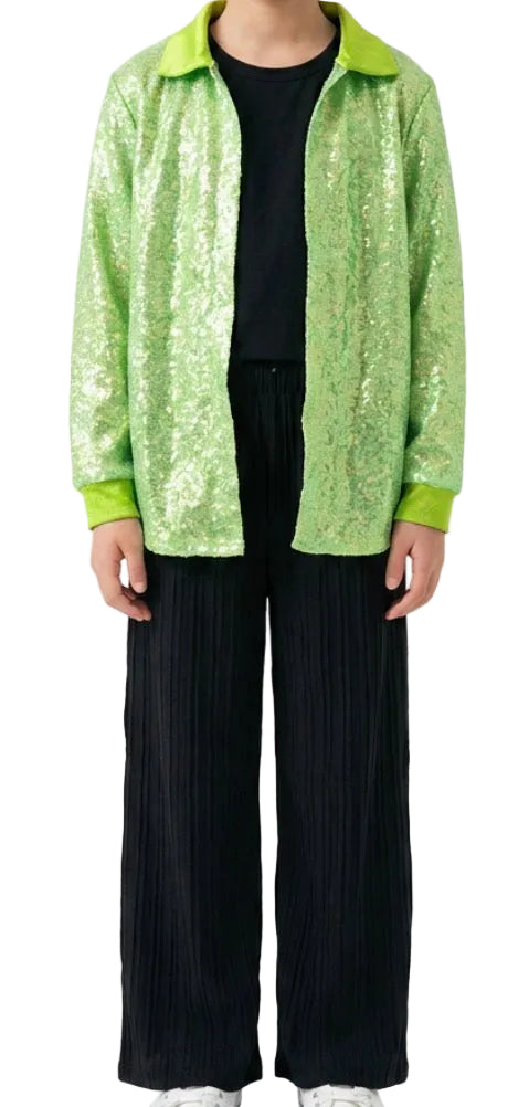 Neon Green Jacket with Black Long Sleeve and Pants