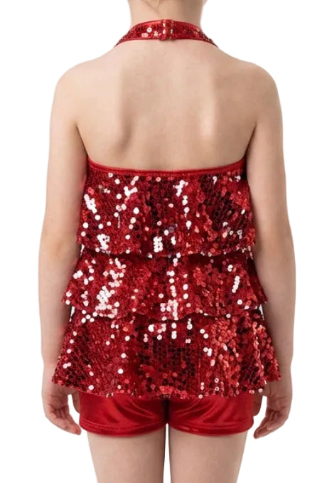 Red Layered Sparkle Unitard