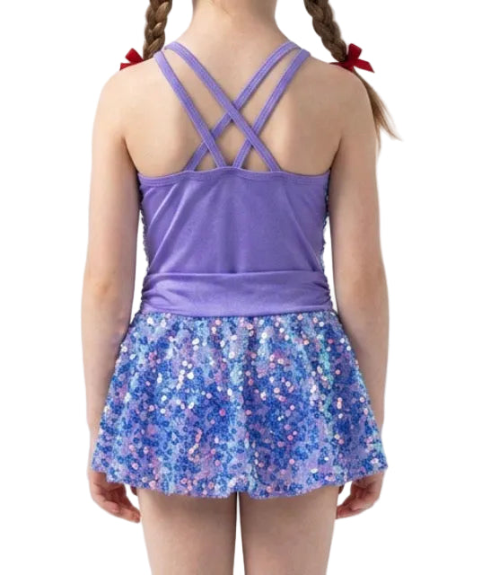 Purple Sequence Unitard with Skirt