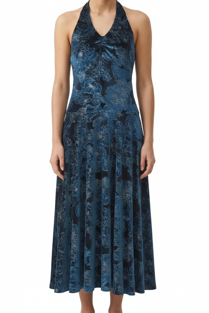 Velvet Halter Dress - CamelDance