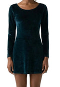 Velvet Long Sleeve Dress - CamelDance