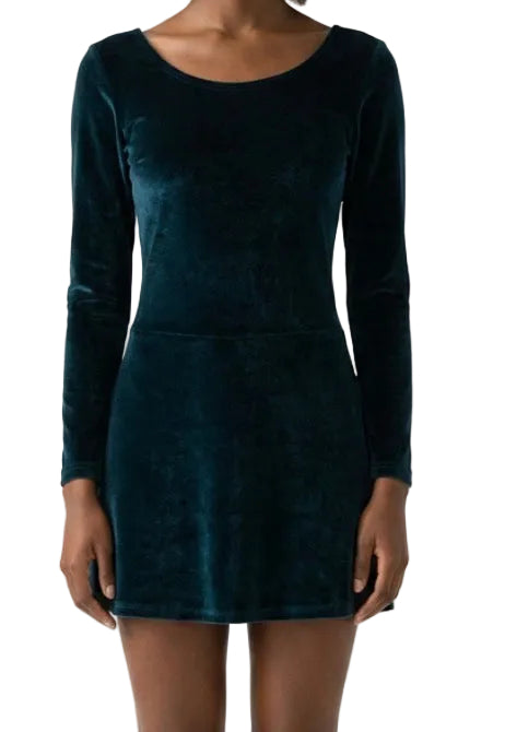 Velvet Long Sleeve Dress - CamelDance