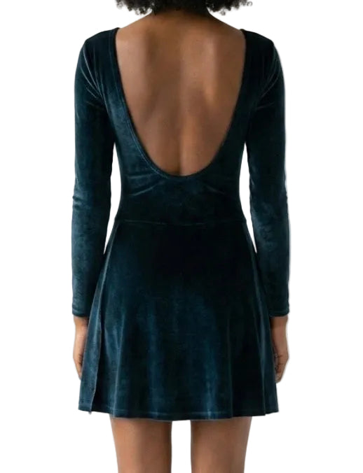 Velvet Long Sleeve Dress - CamelDance