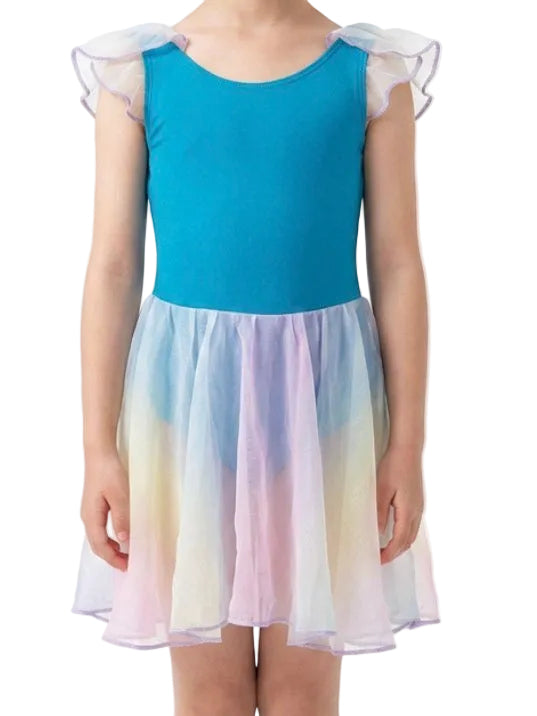 Blue and Soft Rainbow Dress - CamelDance