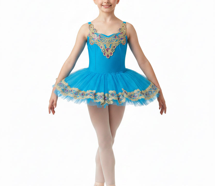 Bright Blue with Gold Accent Tutu - Tutu Gallery